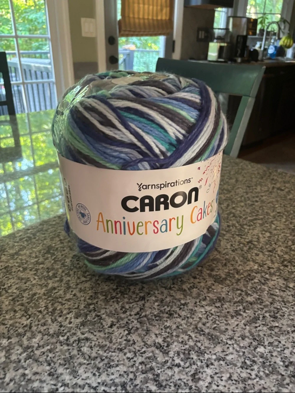 Caron Anniversary Cakes Variegated Yarn - Blue, Teal, White - Picture 1 of 3